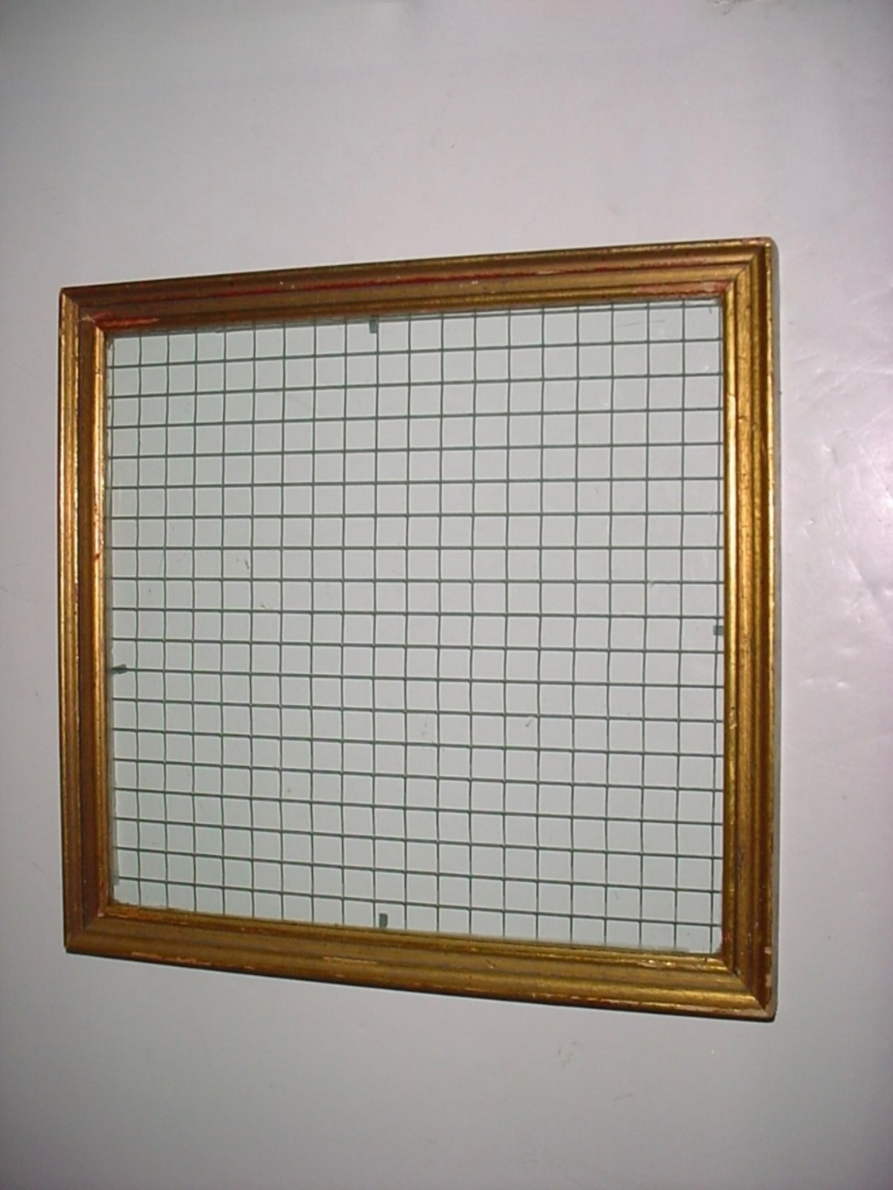 Vintage Wire Grid Encased In Glass 11.5" x 11" In Wood Frame Craft? Build? Art?